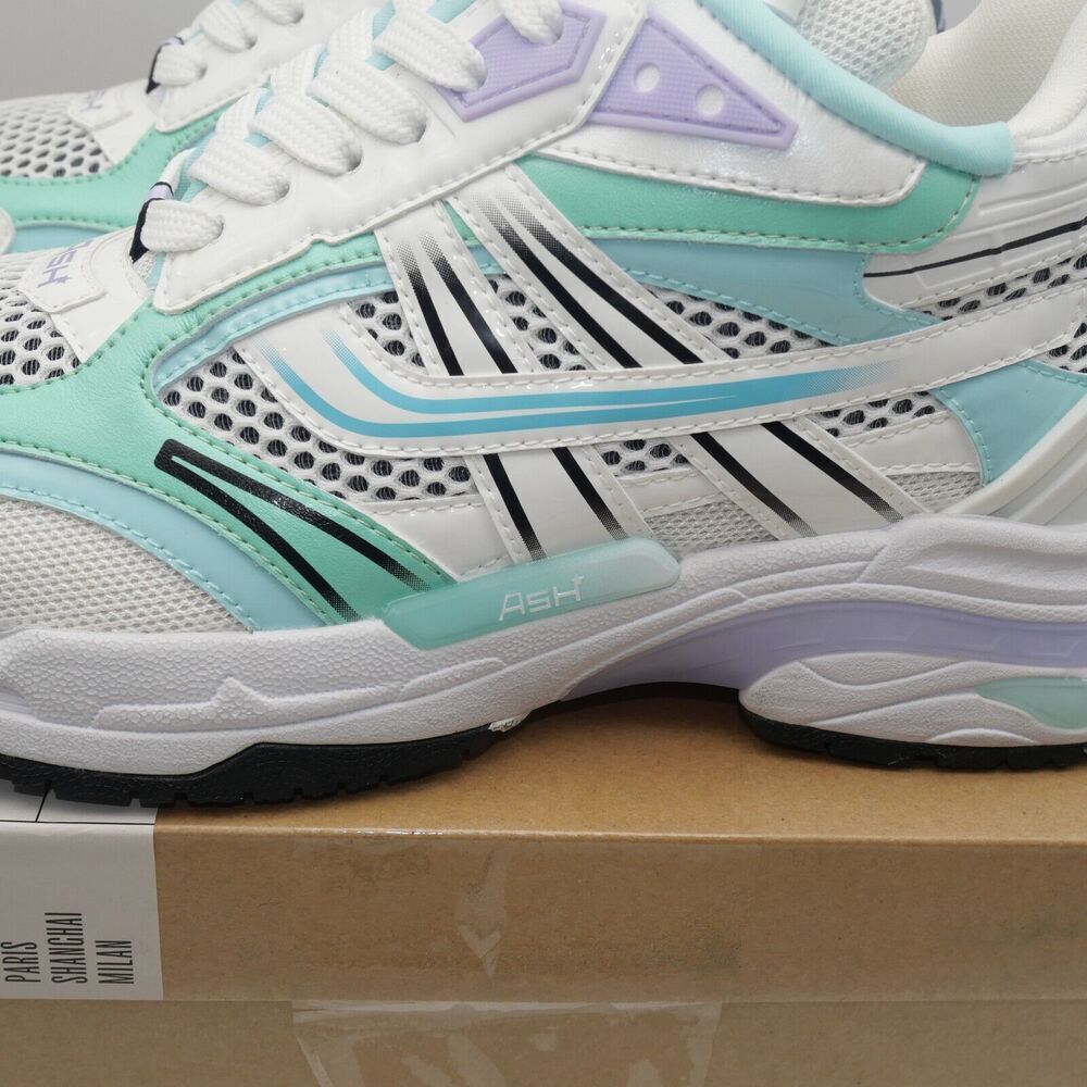 NEW Ash Women's 7 Race Fion Sneakers White Hype Mint Black Size 41 - Picture 2 of 12